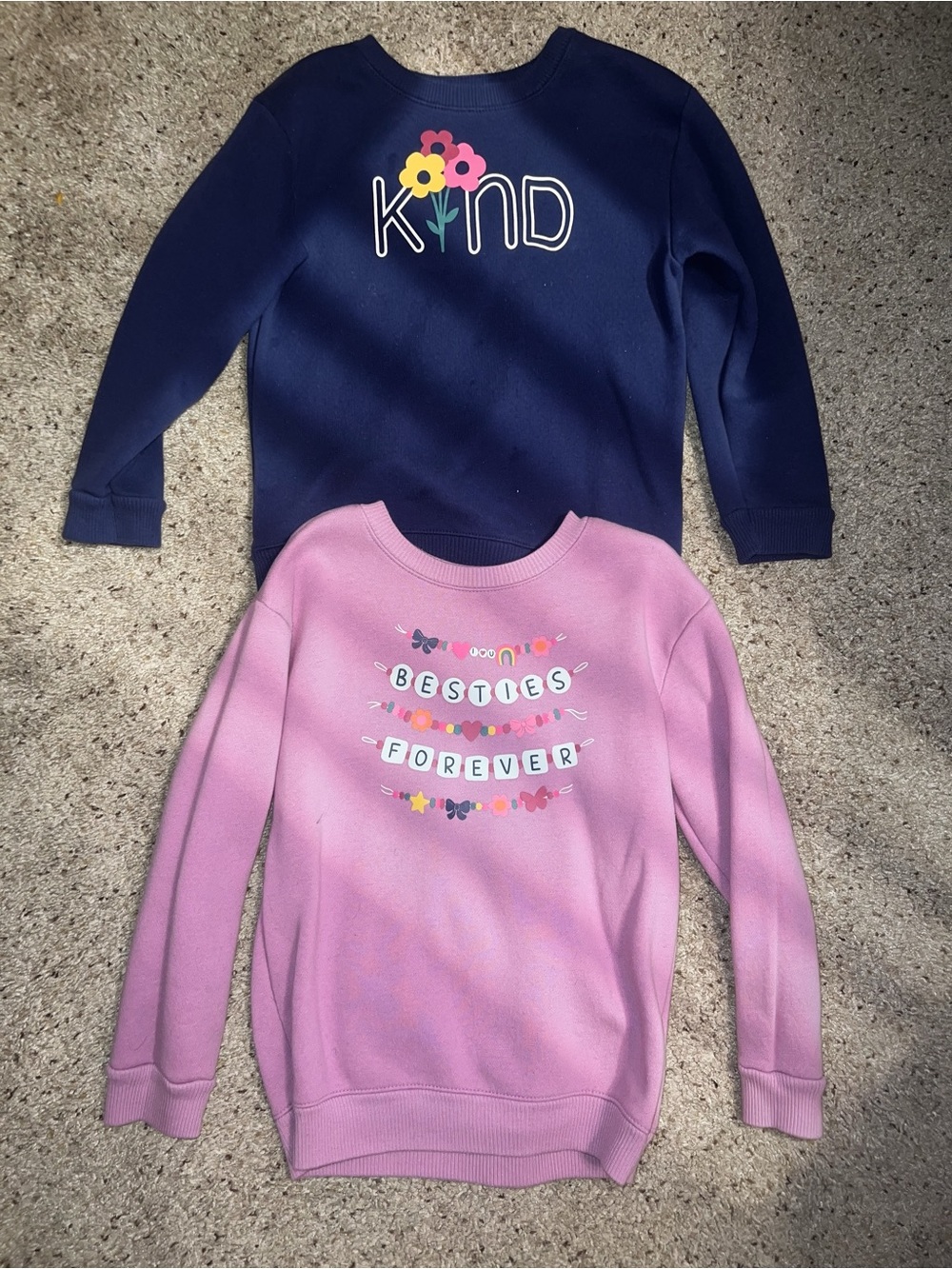 Kids Navy 'Kind' Sweatshirt & Pink 'Besties Forever' Sweatshirt Set